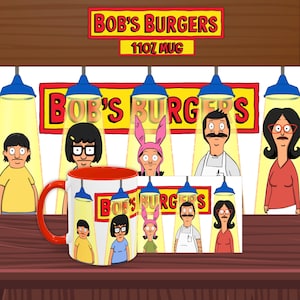 Kubek do kawy, Bob's Burgers, Tina, Bob, Louise, Gene i Linda, Towary z programów telewizyjnych, Kubek popkultury, Zabawny prezent z postacią z kreskówek