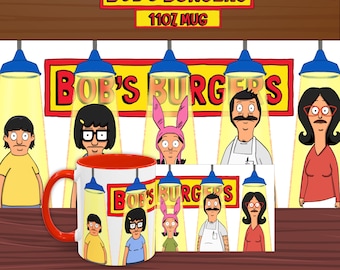 Coffee Mug, Bob's Burgers, Tina, Bob, Louise, Gene and Linda, TV Show Merch, Pop Culture Cup, Funny Cartoon Character Gift