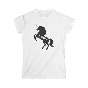 I Believe Unicorn Women&#39;s Softstyle Tee, Magical Shirt, Unicorn Lover Gift, Cute Casual Wear, Perfect for Birthdays, Fun Events