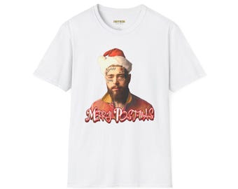 Camiseta unisex "Feliz Navidad" de Post Malone, regalo para fanáticos de la música, camiseta de hip hop, camiseta de concierto navideño, ropa festiva