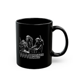 WWII Coffee Club Mug - Vintage Military Design, Gift for History Buffs, Coffee Lovers, Home Decor, Black Ceramic Cup