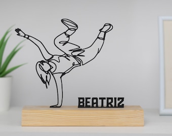 Bgirl Breakdance Sculpture with Wooden Base