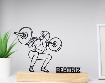 Gym Woman with Wooden Base
