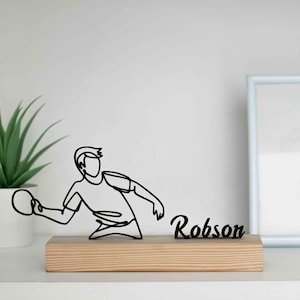 Table Tennis (ping-pong) Trophy Sculpture with Wooden Base