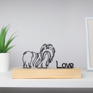 Shih Tzu Dog with Wooden Base