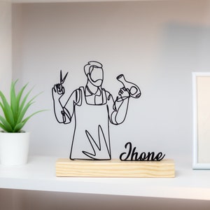 Escultura Barber Man 2 con base de madera