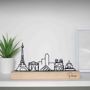 Paris Skyline Sculpture with Wooden Base