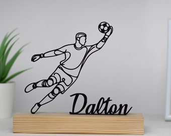 Goalkeeper Sculpture with Wooden Base