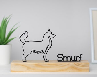 Siberian Husky Dog with Wooden Base