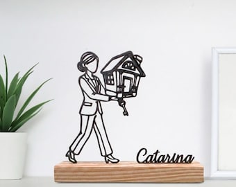 Female Real Estate Agent Sculpture - Office Decor & Realtor Gift