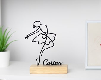 Ballet Ballerina Sculpture with Wooden Base