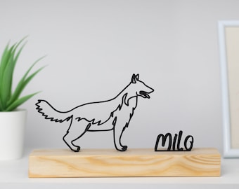 German Shepherd Dog with Wooden Base