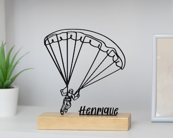 Skydive Paraglider-sculptuur met houten voet