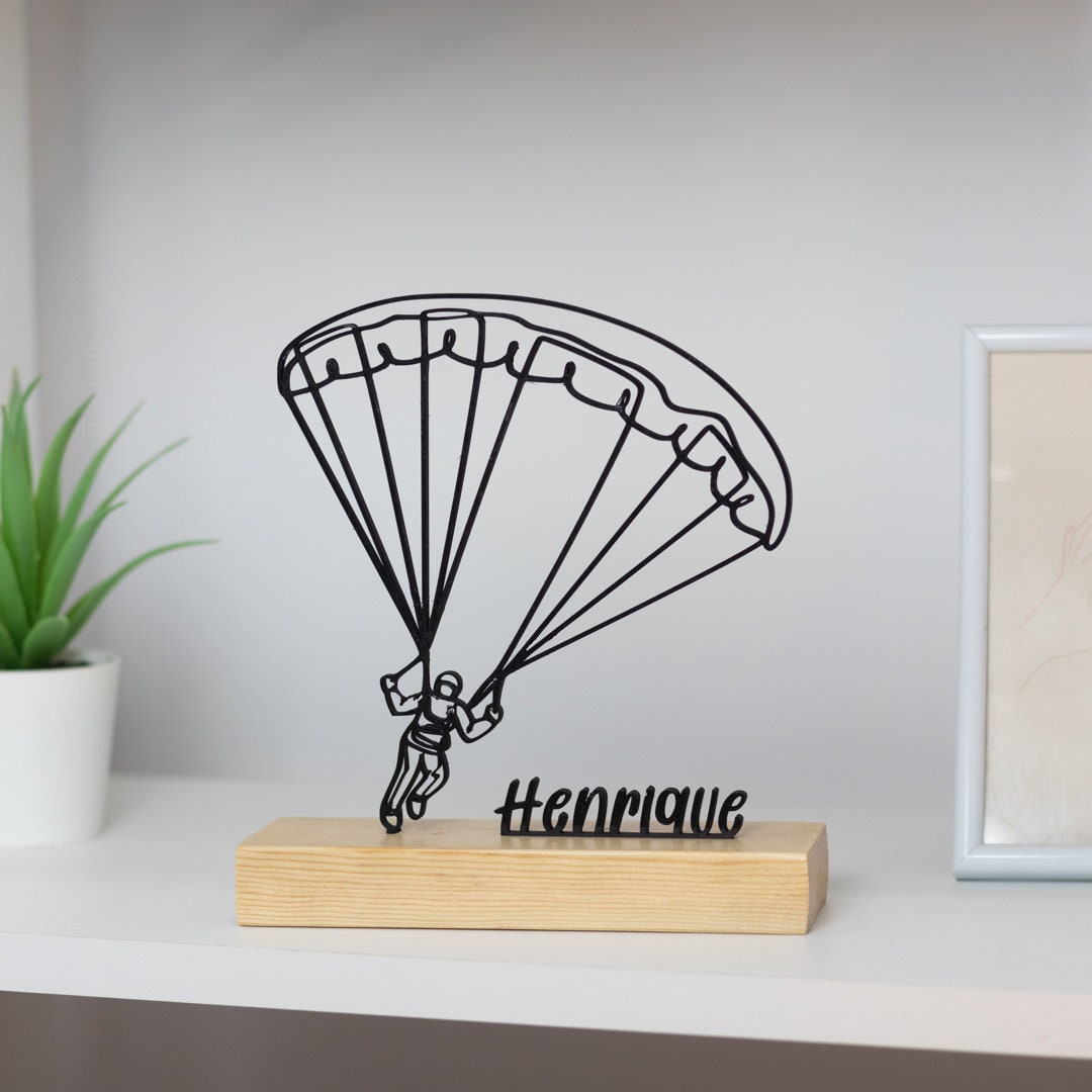 Skydive Paraglider Sculpture with Wooden Base
