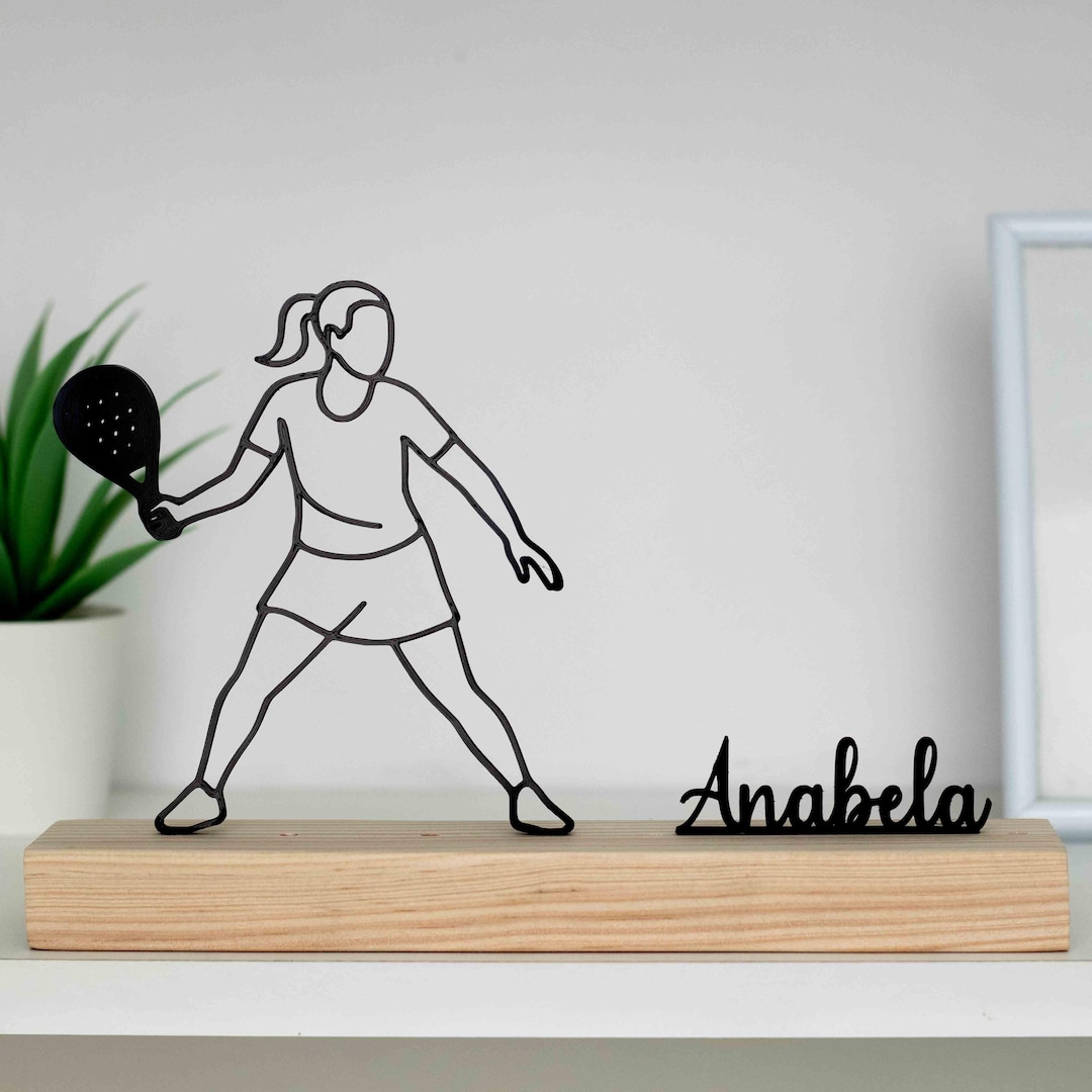 Padel Racket Statue Padel Player Female Sculpture With Wooden Base - Etsy