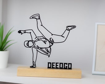 Breakdance Bboy Sculpture with Wooden Base