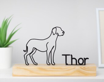 Dog with Wooden Base