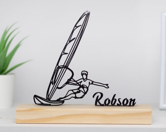 Windsurf Sculpture with Wooden Base