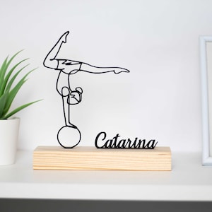 Female Gymnast Sculpture with Wooden Base