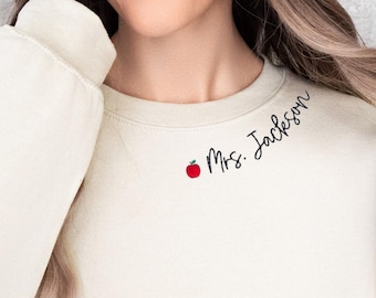 Custom Embroidered Teacher Sweatshirt. Teacher Appreciation Gift, Teacher Shirt, Teacher Christmas Gift, Personalized Gift for Teacher