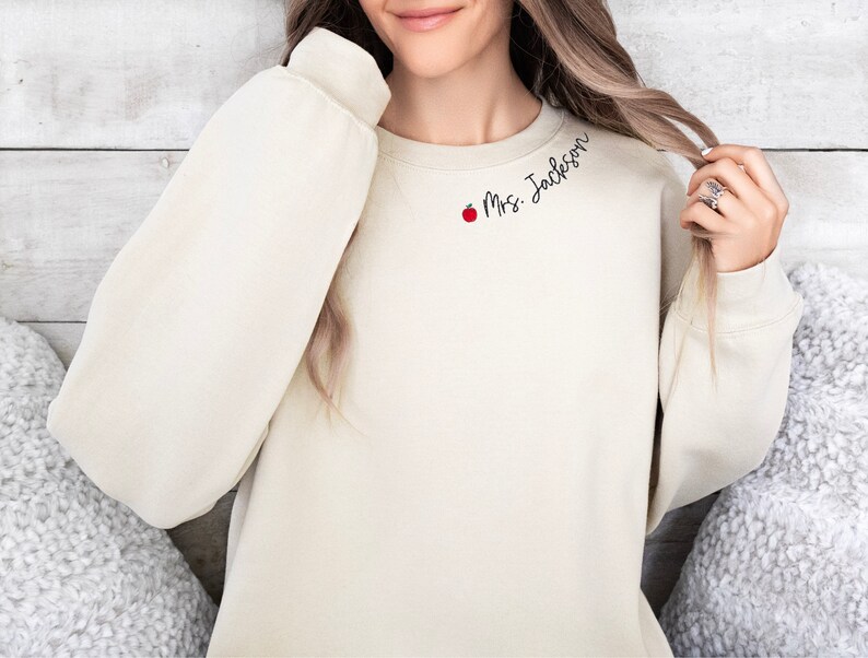 Custom Embroidered Teacher Sweatshirt. Teacher Appreciation Gift, Teacher Shirt, Teacher Christmas Gift, Personalized Gift for Teacher image 1