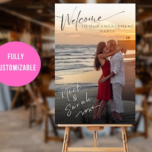 Engagement Welcome Sign Photo Engagement Party Welcome Sign Personalized Engagement Party Sign Modern Poster Minimalist Photo Welcome Sign