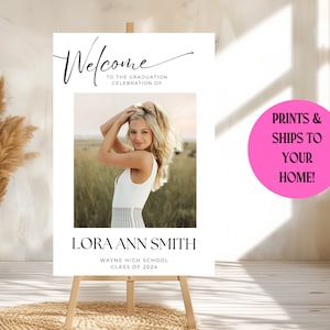 Graduation Welcome Sign with Photo Graduation Party Welcome Board Class of 2025 Personalized Grad Decor High School College Graduation Sign
