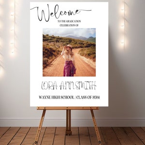 Class of 2025 Graduation Party Welcome Sign Custom Photo Grad Party Sign Personalized Graduation Decor High School College Graduation Sign