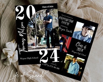 Graduation Invitation 2024 template, Modern Graduation Announcement, Senior Graduation Party, Boys Graduation Party Invite, Class of 2024
