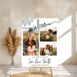 Graduation Welcome Sign with Photo Boho Graduation Entrance Welcome Sign College Graduation Party Custom Poster Party Sign Graduation