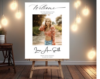 Class of 2025 Graduation Party Welcome Sign Custom Photo Grad Party Sign Personalized Graduation Decor High School College Graduation Sign