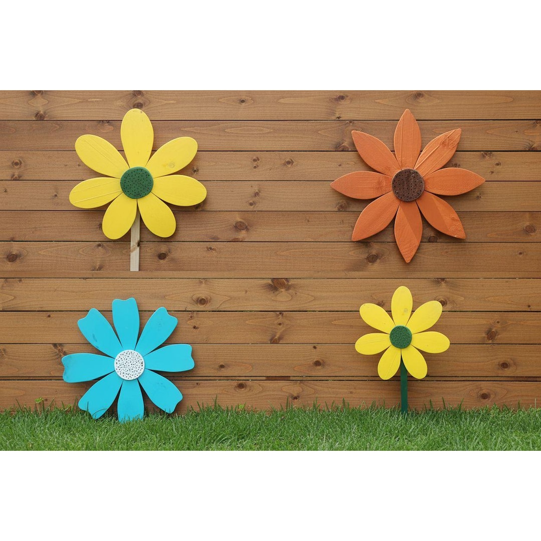 Whimsical Wooden Garden Flowers – Handcrafted Outdoor Decor for a Happy ...