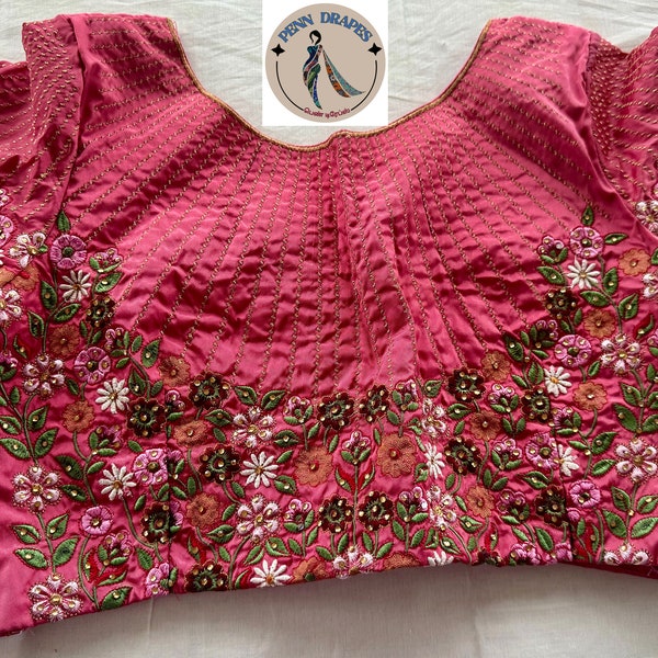 Pink Embroidery Silk Saree Blouse (size 42)