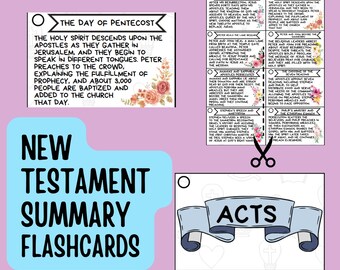 New Testament Summary Flashcard , New Testament Study Guide , 27 Books of New Testament Flashcard , Bible , New Testament Made Simple