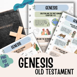 Genesis Made Simple Printables - Altes Testament leicht gemacht Bibelstudienführer Einfach zu verwendende Bibelstudien-Bibelhinweise, Bibelaktivitäten PNG, PDF