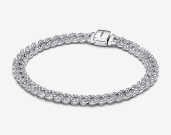 Timeless Pavé Cuban Chain Bracelet, Bracelet For Charms & Pendants , 925 Silver , Women Jewelry Gift For Her , Gift For Best Friend