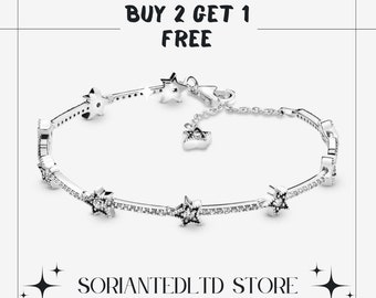 Celestial Stars Bracelet , Bracelets For Moments Charms & Pendants , 925 Silver , Women Jewelry Gift For Her , Gift For Wife