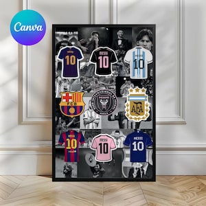 Lionel Messi Jersey Printable Poster Pack - Messi Jersey - Lionel Messi - Argentina - Barcelona - Editable Canva - PDF