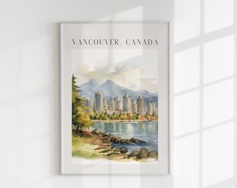 Vancouver, Canada Poster Art Print | Wedding anniversary gift | Honeymoon gift | birthday gift | digital download, printable