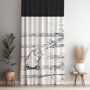 Blackout Curtain | Pooh Corner | Black & White Collection | Vintage Winnie the Pooh | Classic Winnie the Pooh Nursery Decor | Baby Registry