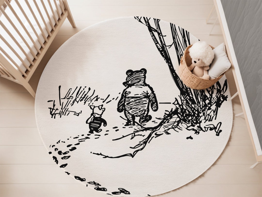 Classic Winnie the Pooh Round Area Rug Pooh and Piglet 60x60 Round Pooh ...