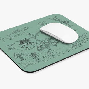 Mouse Pad | 100 Acre Woods Map | Sage Green | Vintage Classic Winnie the Pooh | 8 x 9" Rectangle | Teacher Roommate Friend Gift | Pooh Lover