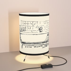 Tripod Lamp | Bath Time with Pooh | Classic Winnie the Pooh Lamp | Black & White Collection | Bathroom Decor | Vintage Winnie the Pooh Decor