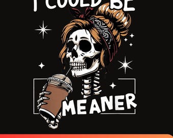 Funny Skeleton Messy Bun Coffee PNG | Sarcastic Humor Design (Digital Download)