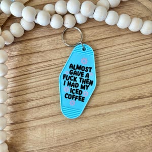 Funny Iced Coffee Vintage Motel Keychain