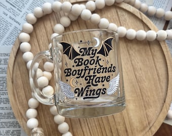 My Book Boyfriends Have Wings Glass Mug - 13oz