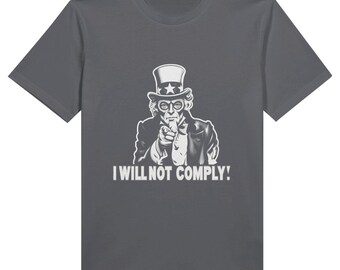 Battle - I will not comply - cropped opacity white - Organic Unisex Crewneck T-shirt