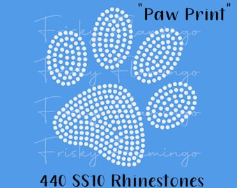 FLOCK pre-cut Rhinestone Car Decal Template paw print - 10ss physical template
