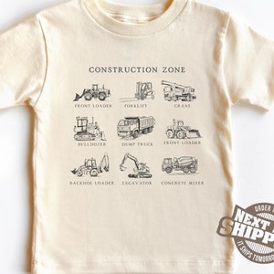 Maglietta per bambini Construction Zone, maglietta per bambini con veicoli da costruzione, escavatore, bulldozer, autocarro con cassone ribaltabile, gru, tutina per bambini Construction Baby®