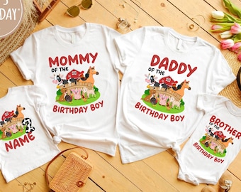 Custom Farm Birthday shirt, Personalized Farm Family Matching Shirt, Farm Birthday Girl and Boy, Cow Matching Shirt, Matching Family Cow Tee